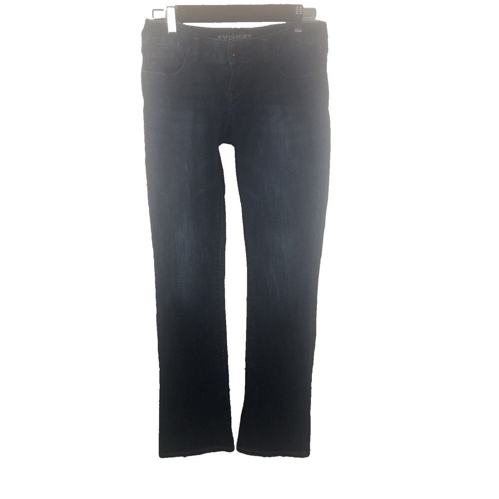 Express Womens Wide Leg High Rise Jeans Size 2R Medium Wash Pleat Front Nautical
